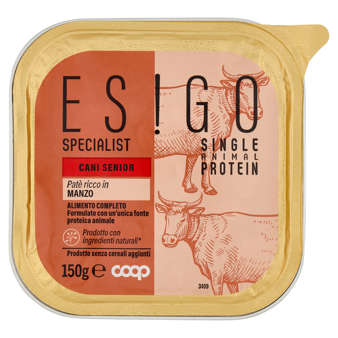Umido per cani senior patè monoproteico al manzo 150 gr - Immagine 01