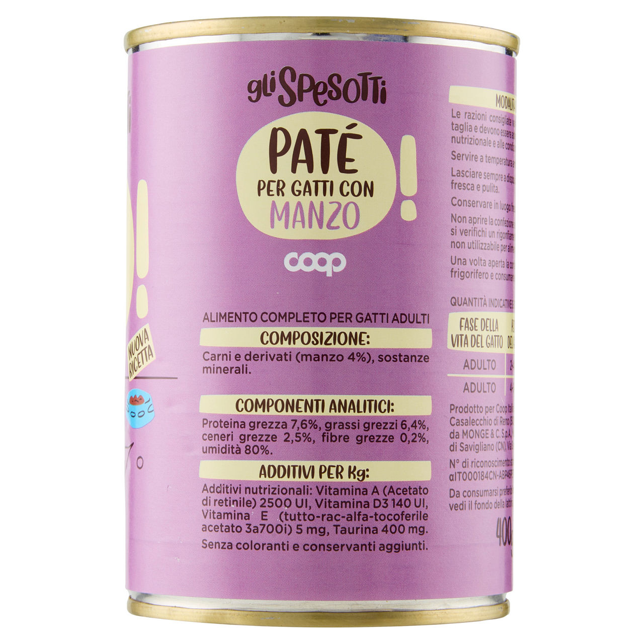 Umido gatto pate' per gatti con manzo coop g400 - Immagine 41