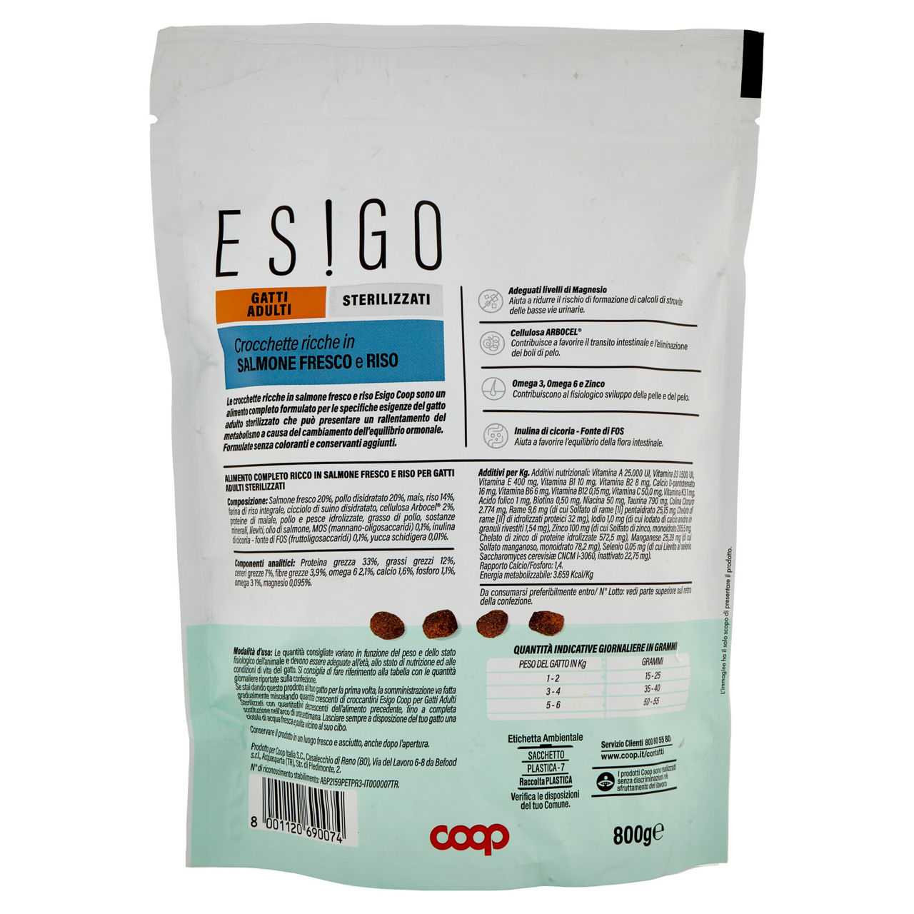 Secco gatto crocchette gatti sterilizzati salmone e riso esigo coop g800 - Immagine 41