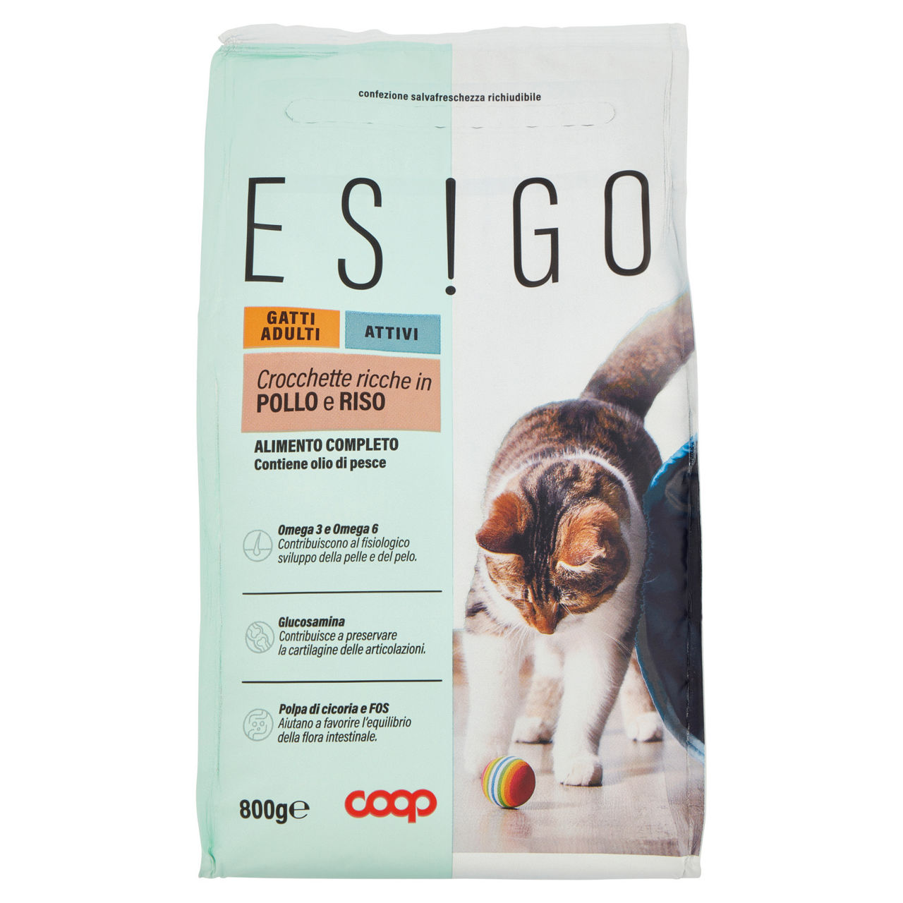 Secco gatto crocchette gatti attivi pollo/riso esigo coop g800
