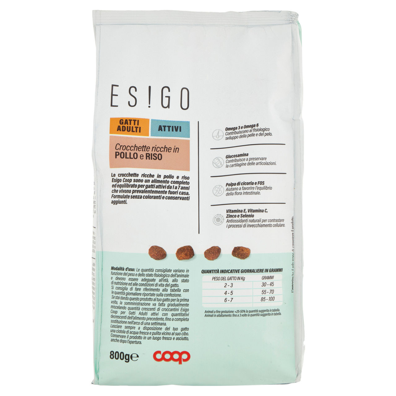 Secco gatto crocchette gatti attivi pollo/riso esigo coop g800 - Immagine 51