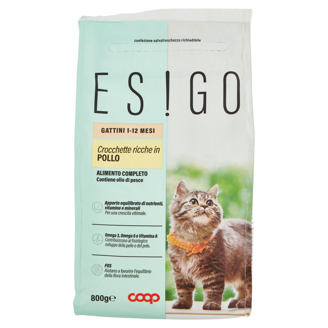 Secco gatto crocchette per gattini pollo e riso esigo coop g800