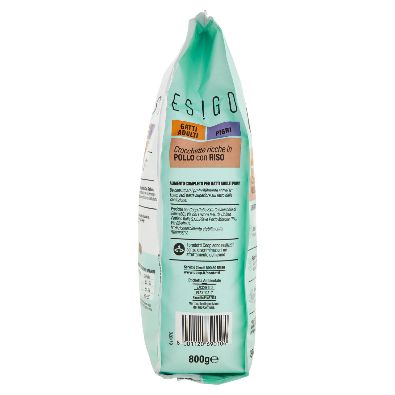 Secco gatto crocchette gatti pigri pollo e riso esigo coop g800 - Immagine 51