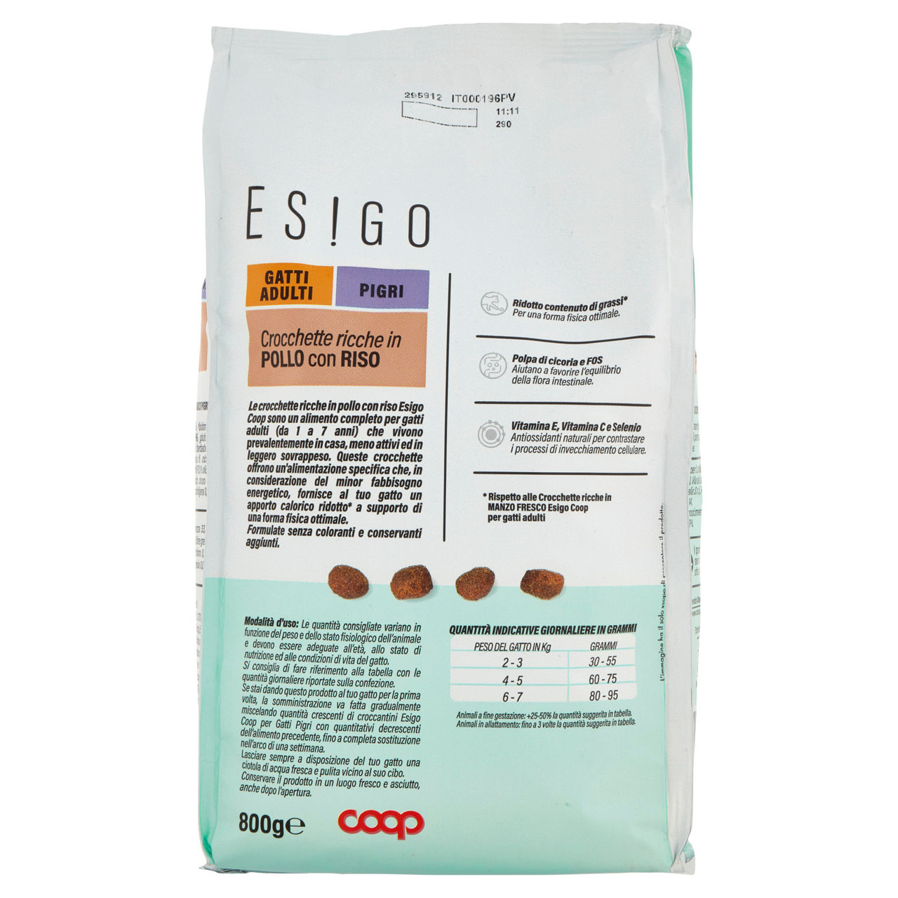 Secco gatto crocchette gatti pigri pollo e riso esigo coop g800 - Immagine 21