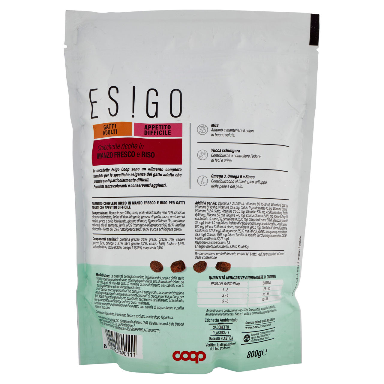 Secco gatto crocchette per gatti appet diffic.manzo e riso esigo coop g800 - Immagine 61