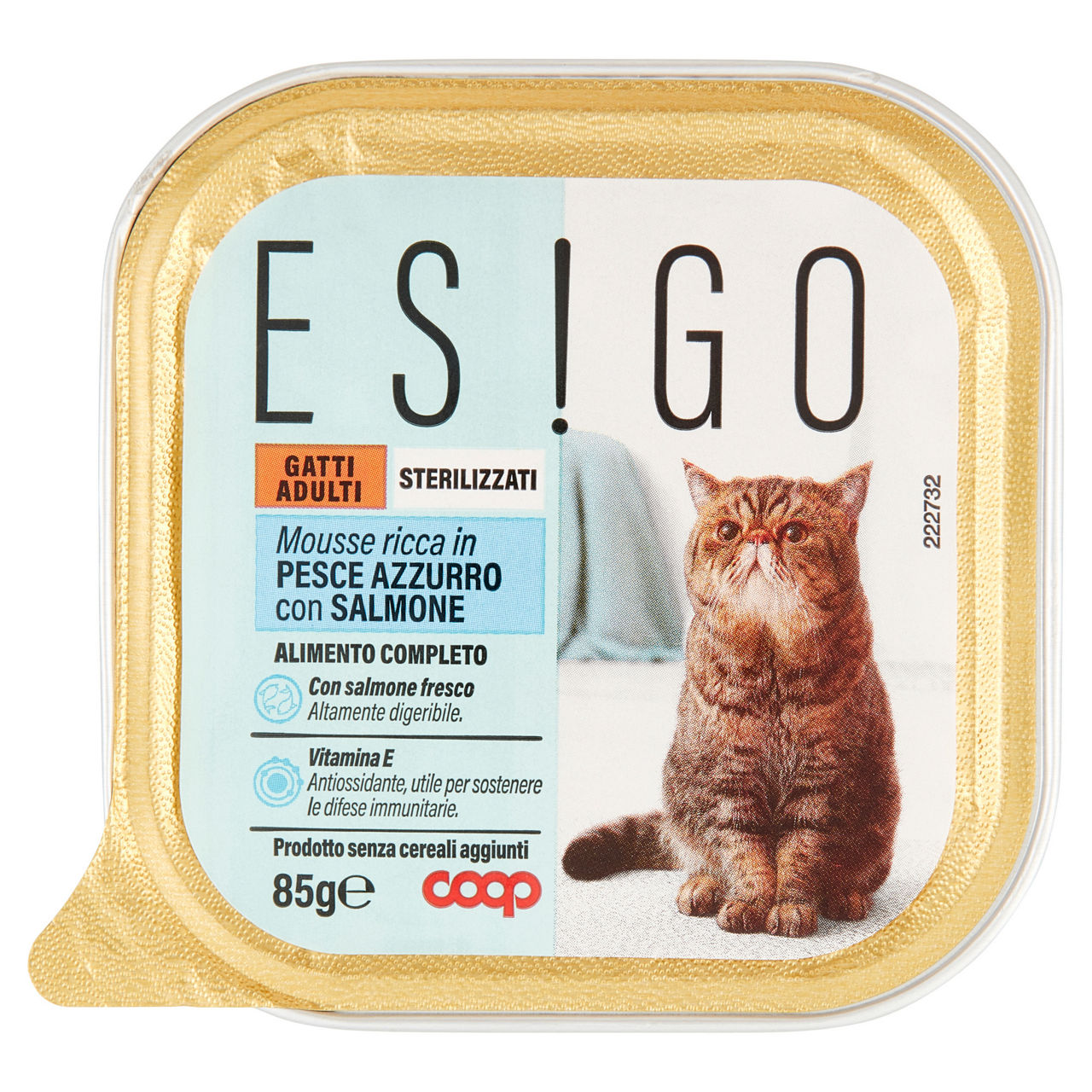 Umido per gatti sterilizzati mousse ricca in pesce azzurro con salmone 85 gr - Immagine 01