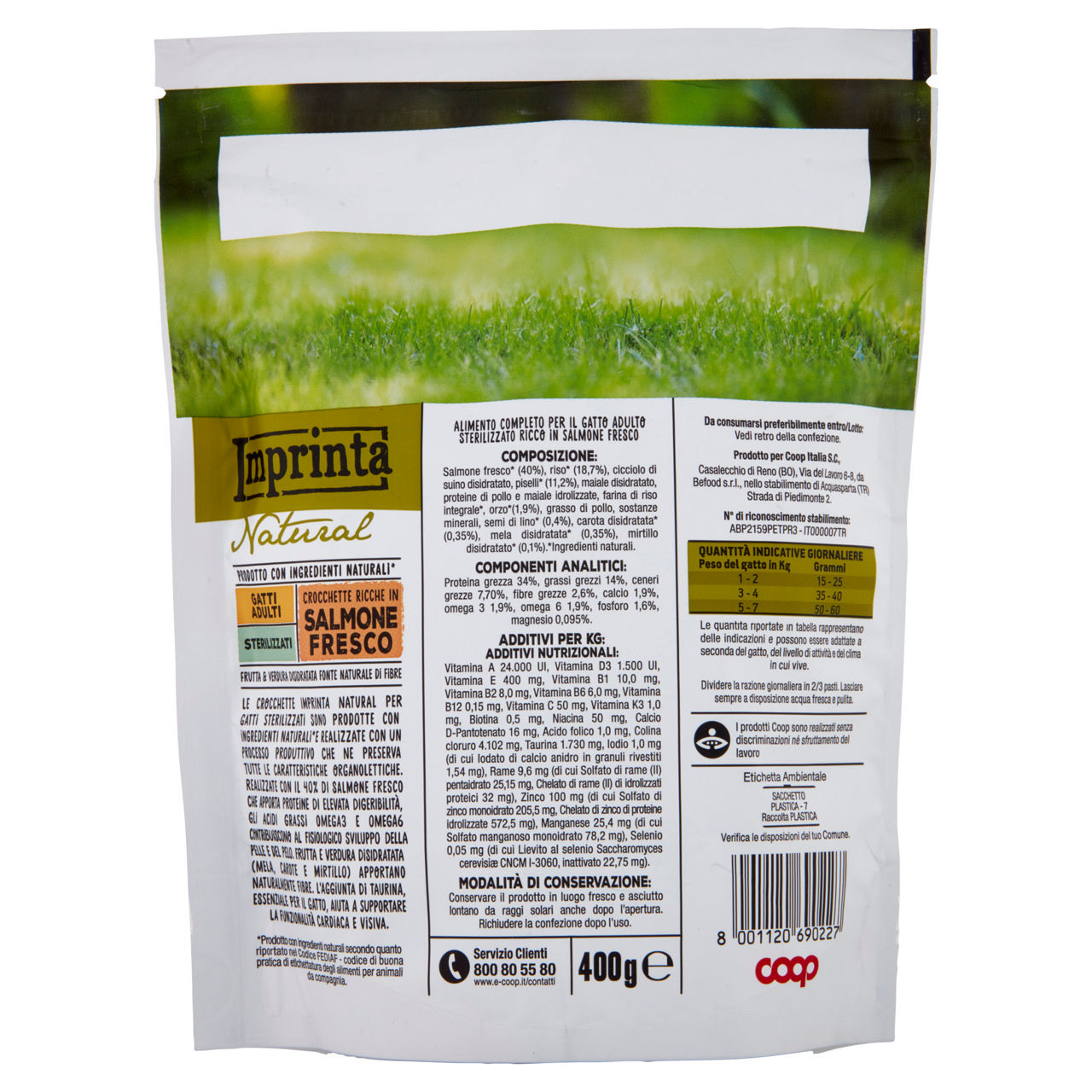 Secco gatto crocchette naturali gatto sterilizzati salmone imprinta coop g400 - Immagine 51