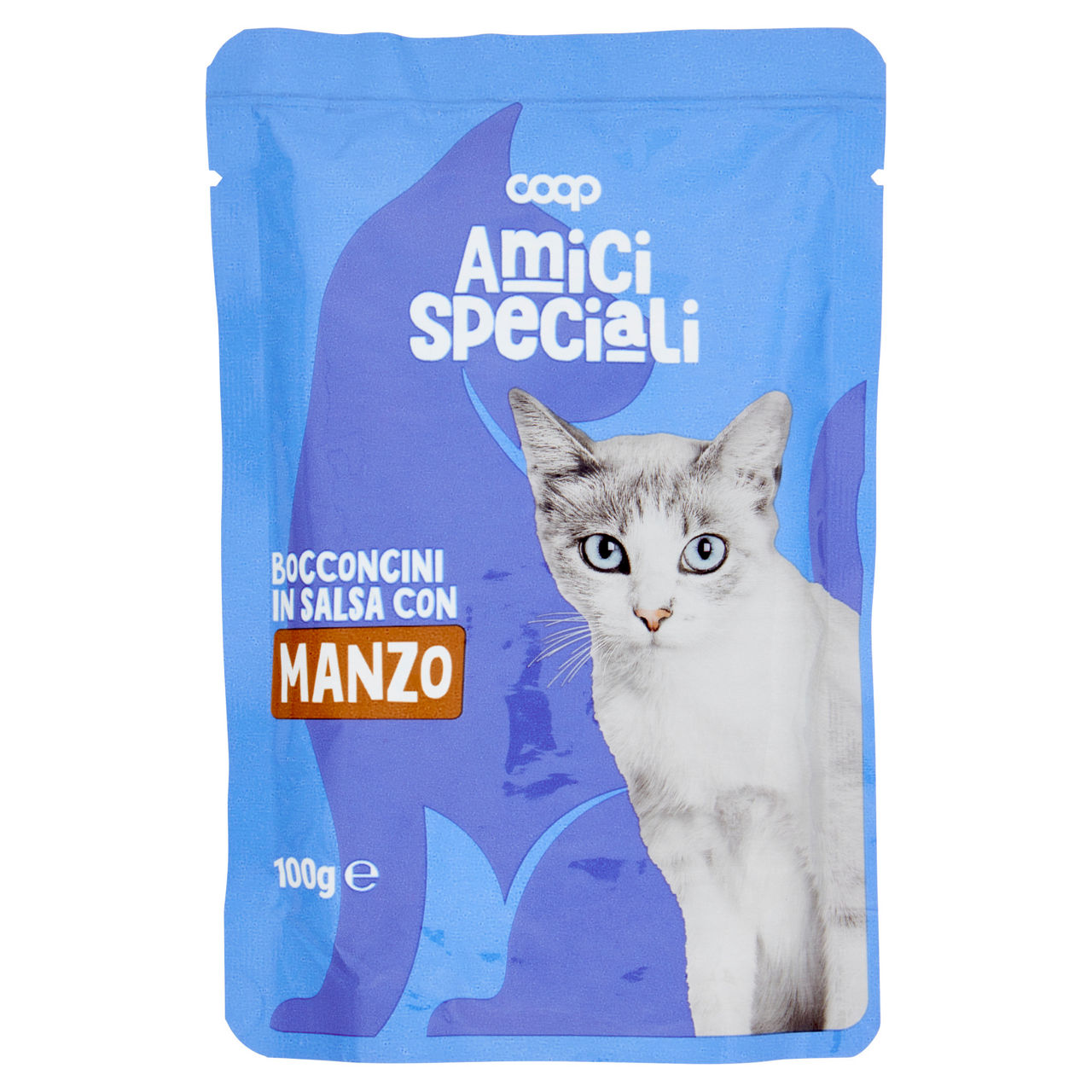 Umido gatto bocconcini per gatti manzo amici speciali coop busta g100 - Immagine 01