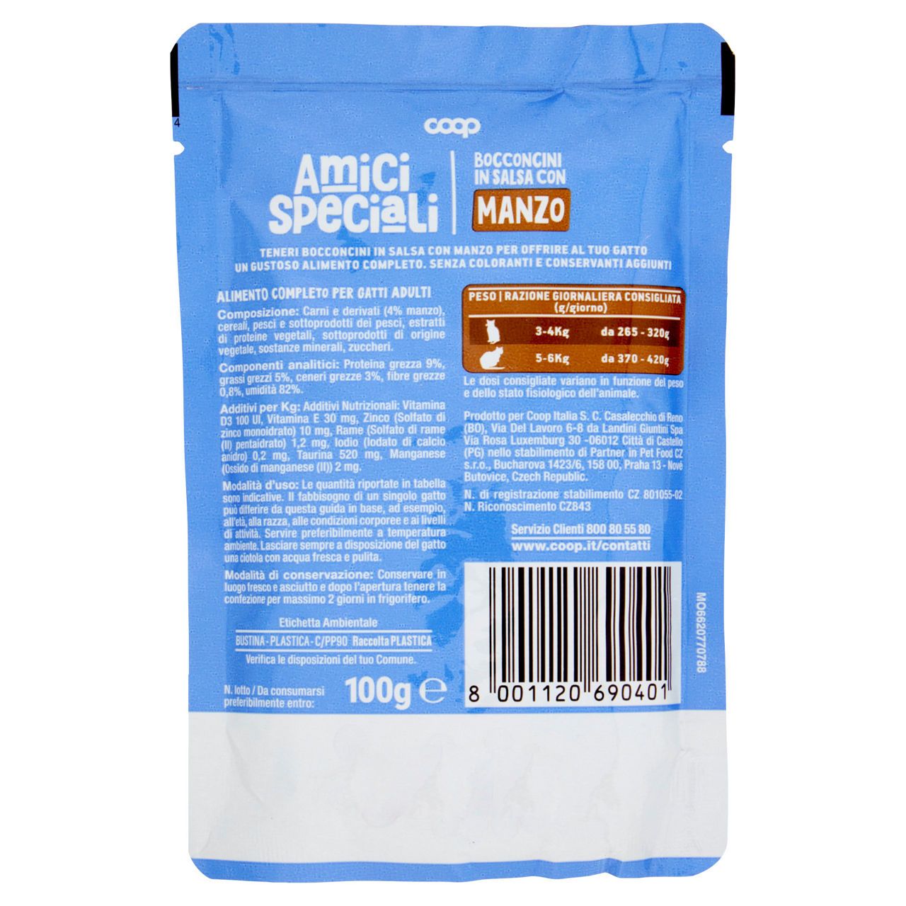 Umido gatto bocconcini per gatti manzo amici speciali coop busta g100 - Immagine 11