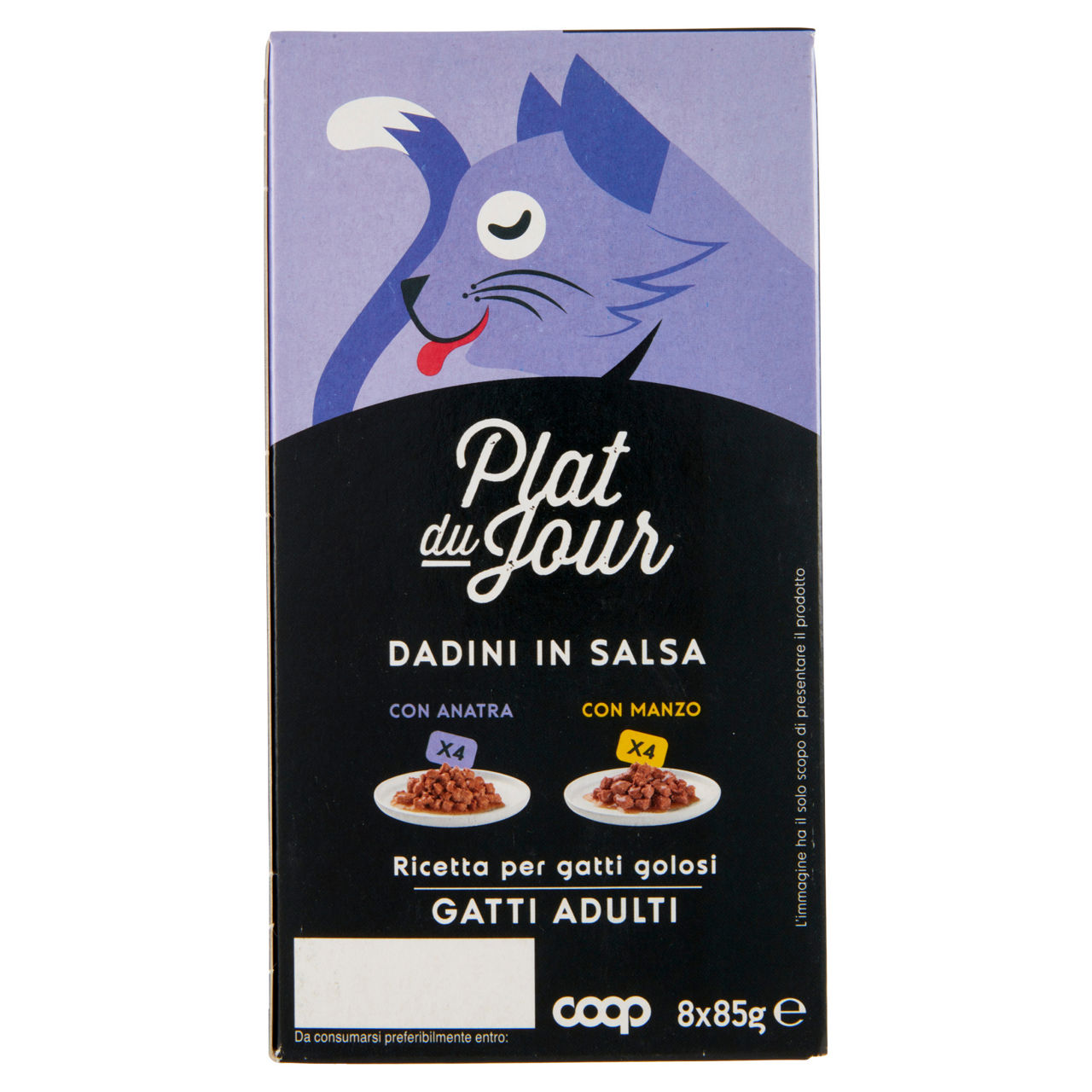 Umido gatto multipack dadini in salsa-4 anat./4 manzo-plat du jour coop g85x8 - Immagine 41