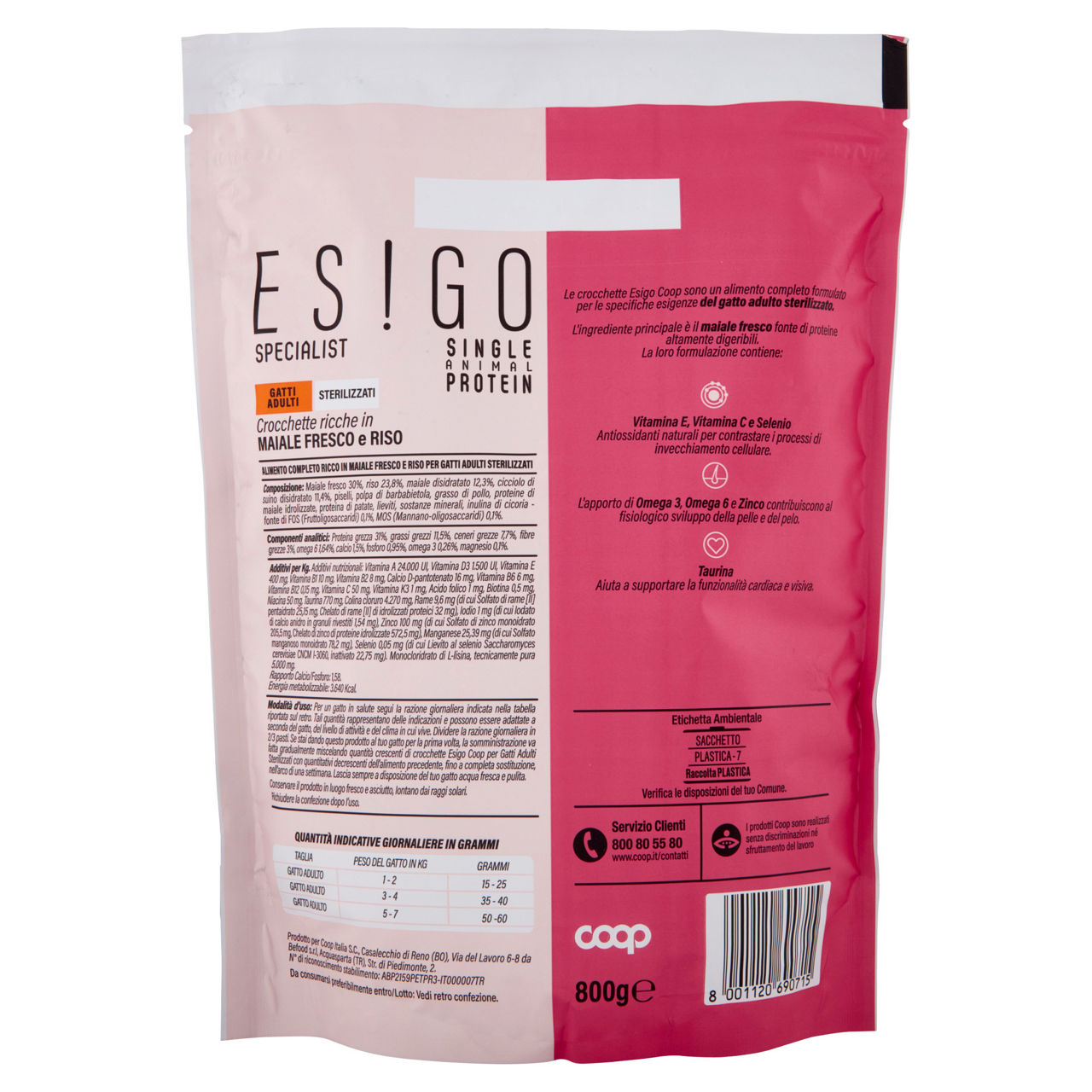 Secco gatto crocchette monoprot maiale per gatti sterilizz  esigo sp coop g800 - Immagine 51