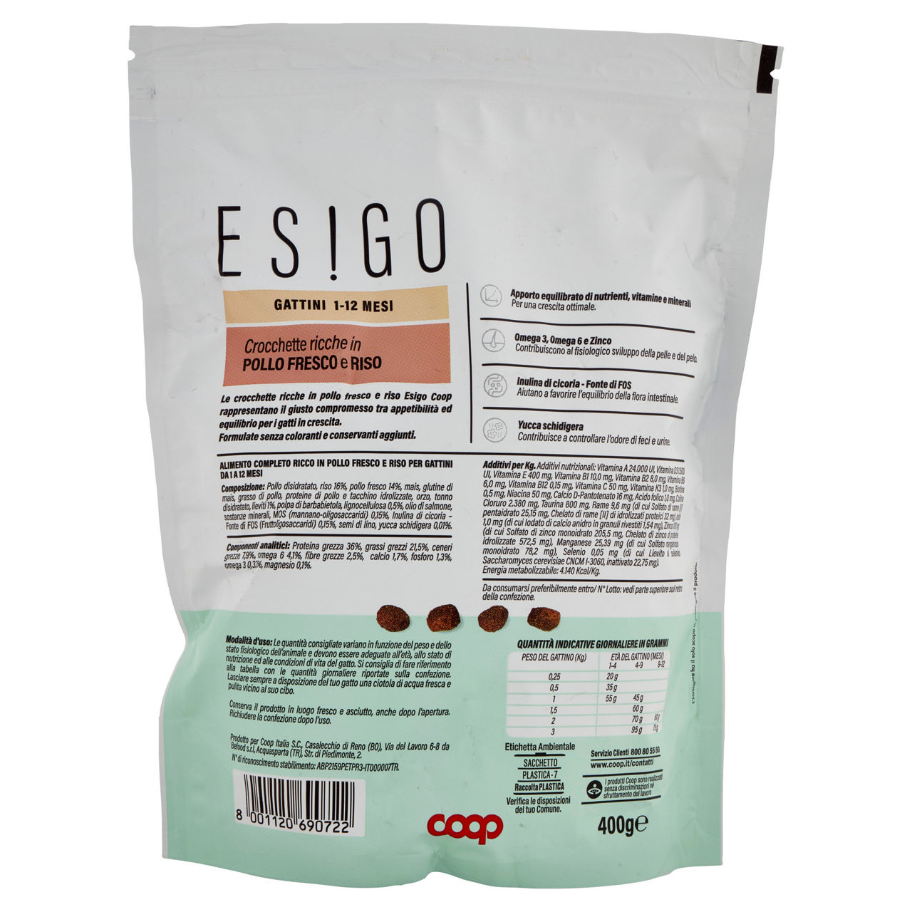 Secco gatto crocchette per gattini pollo e riso esigo coop g400 - Immagine 41