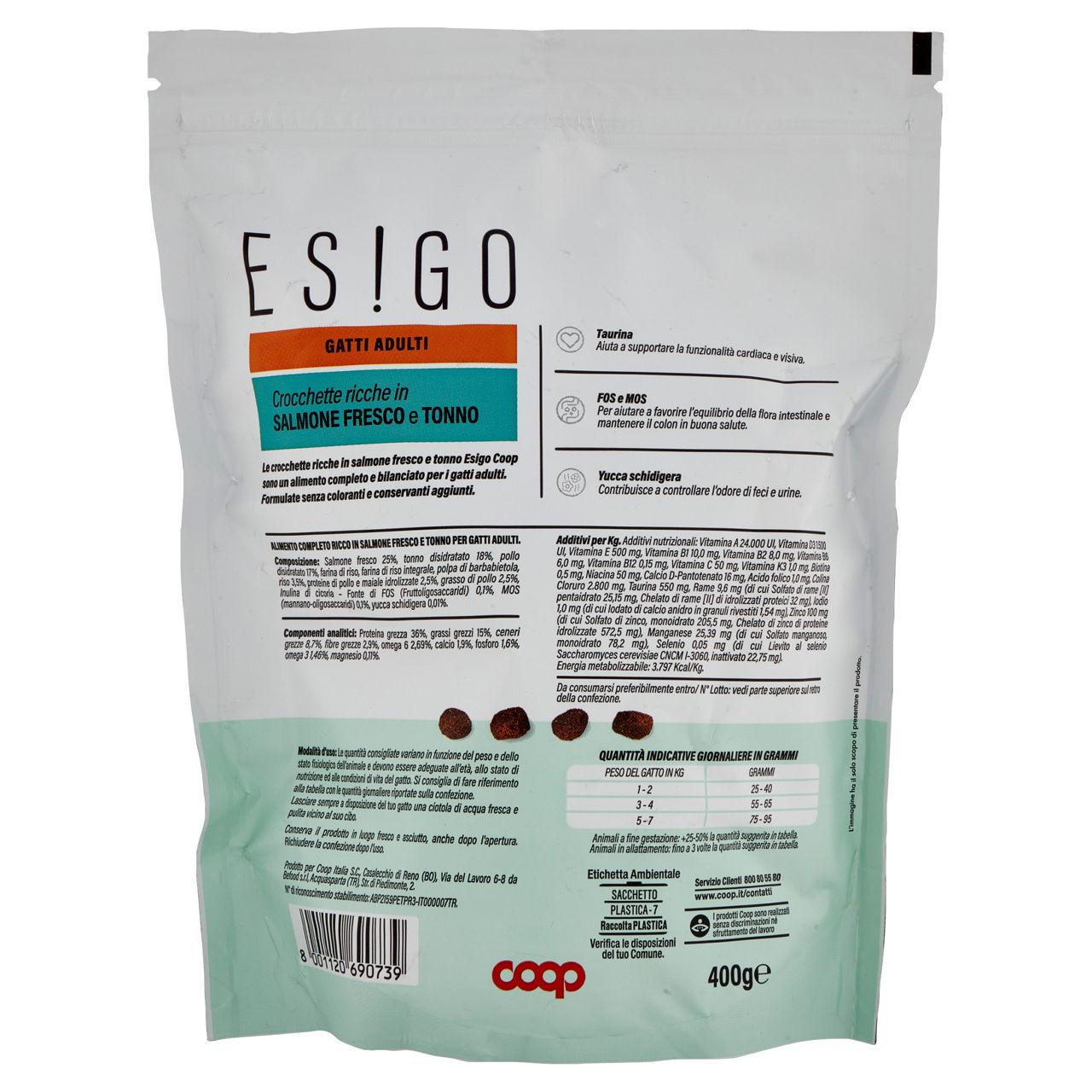 Secco gatto crocchette salmone e tonno per gatti adulti esigo coop g400 - Immagine 41
