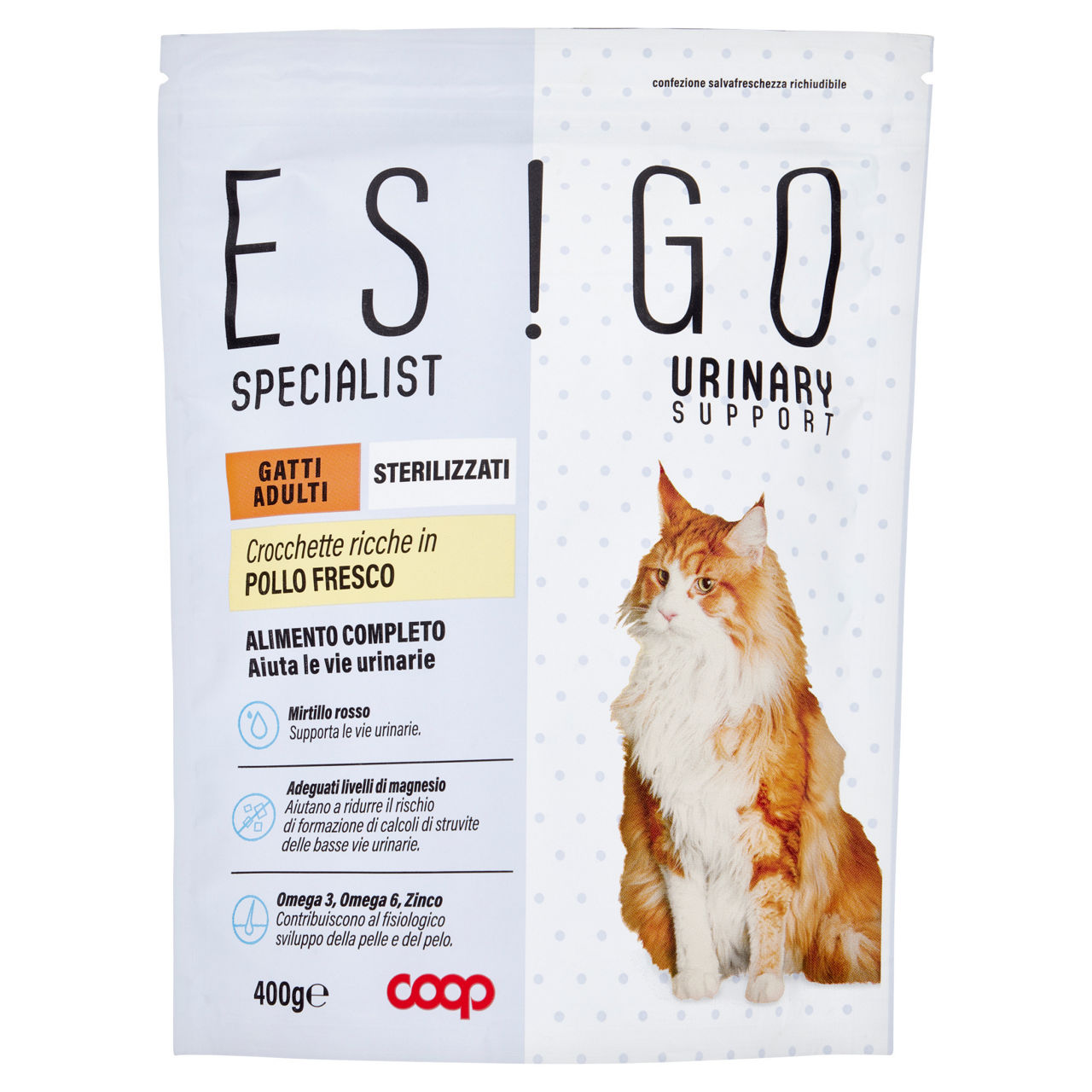 Crocchette per gatti adulti sterilizzati urinary pollo fresco 400 gr