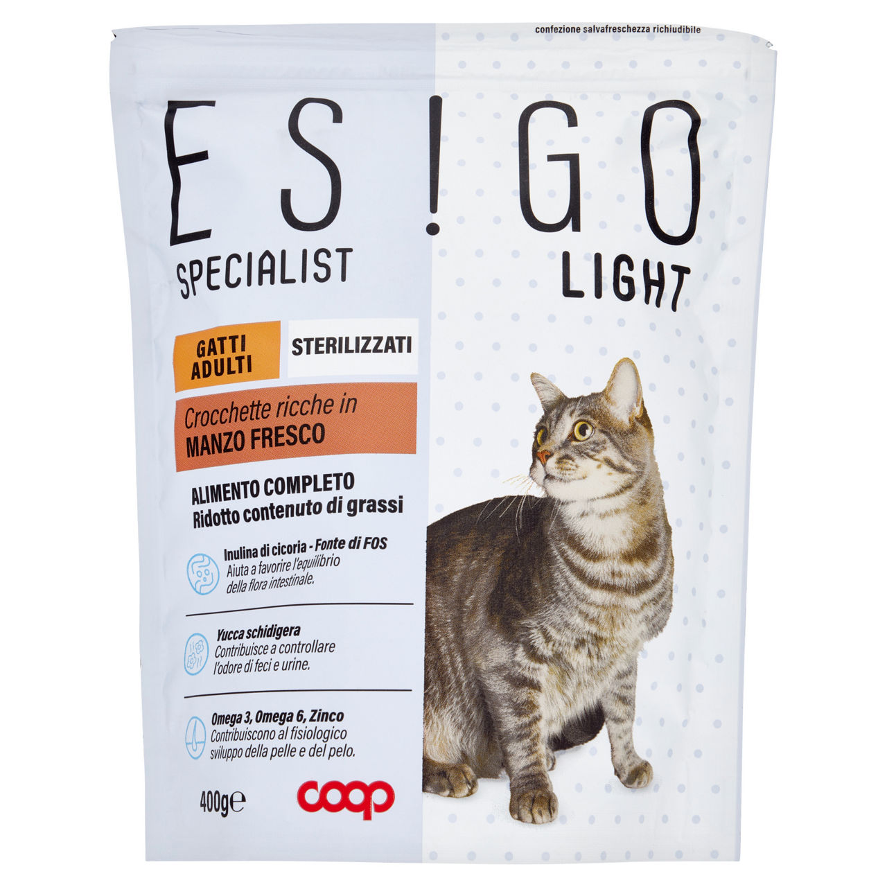 Crocchette per gatti adulti sterilizzati light manzo freco 400 gr