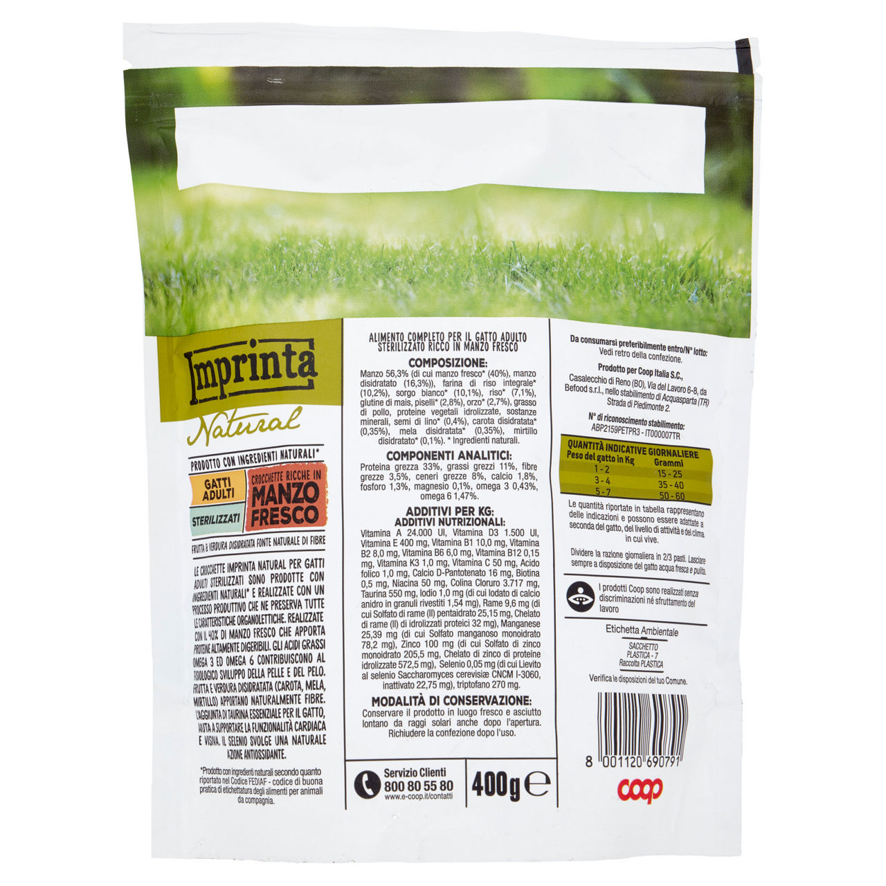 Secco gatto crocchette naturali per gatti sterilizzati manzo imprinta coop g400 - Immagine 11