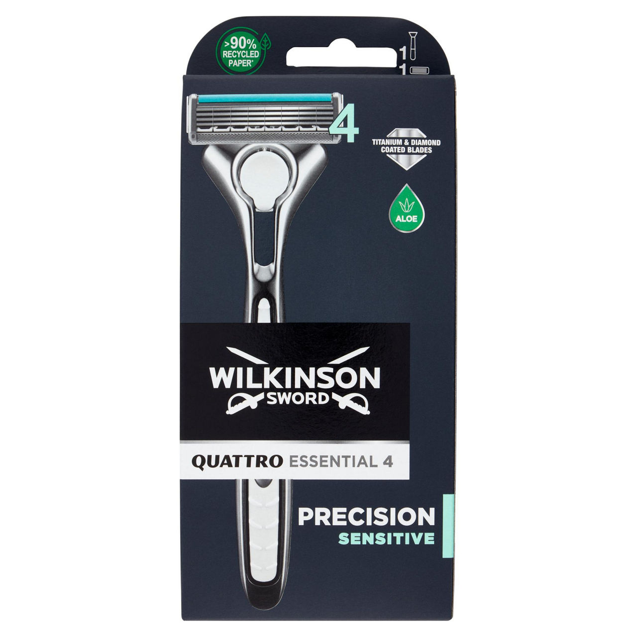Rasoio usa e getta wilkinson sword quattro essential 4 titianium sensitive pz.1 - Immagine 01