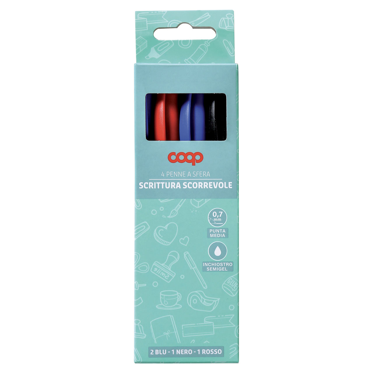 4 penne semigel colori assortiti 0,7 mm - Immagine 01