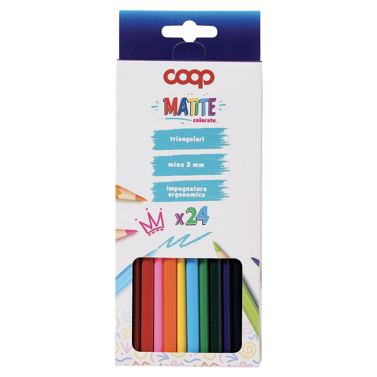24 matite colorate triangolari punta 3mm - Immagine 01
