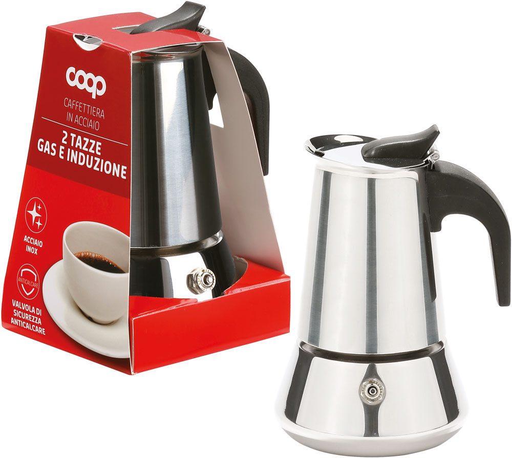 Caffettiera in acciaio inox gas e induzione 2 tazze - Immagine 11