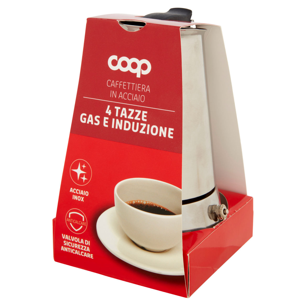 Caffettiera in acciaio inox gas e induzione 4 tazze