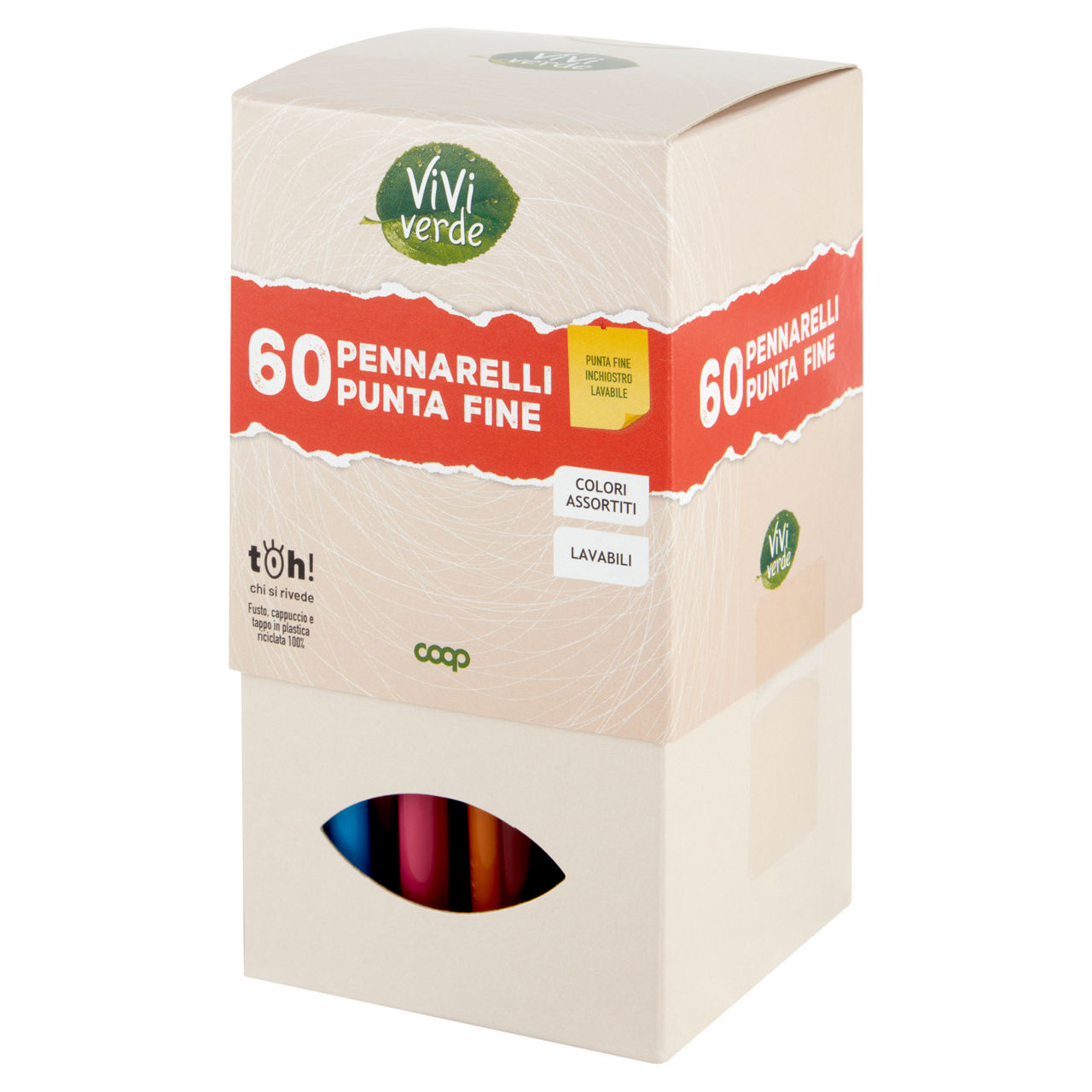 Pennarelli punta fine in barattolo di cartone 60 pz