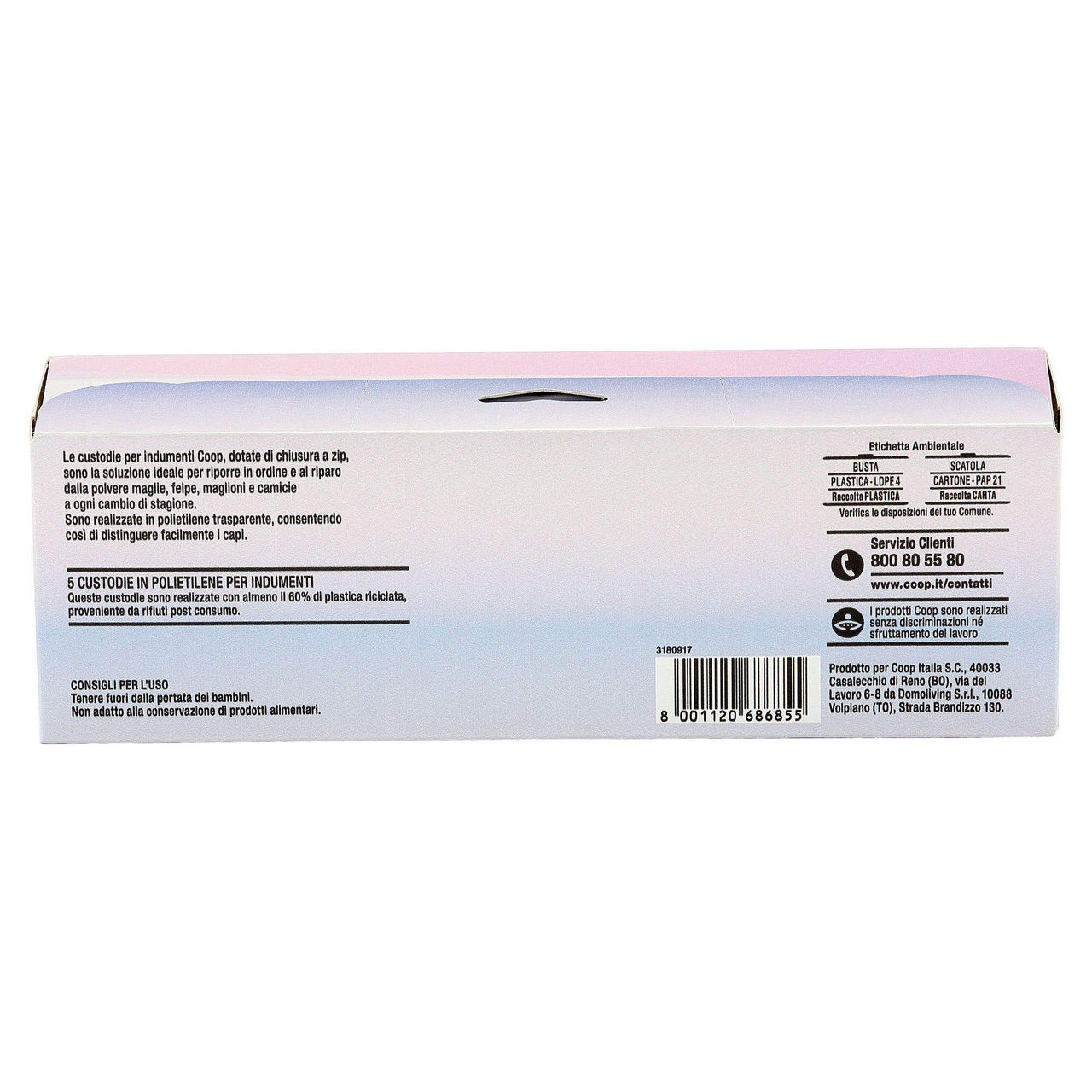 Custodie coop maglioni e felpe in plastica riciclata - 5pz - Immagine 01