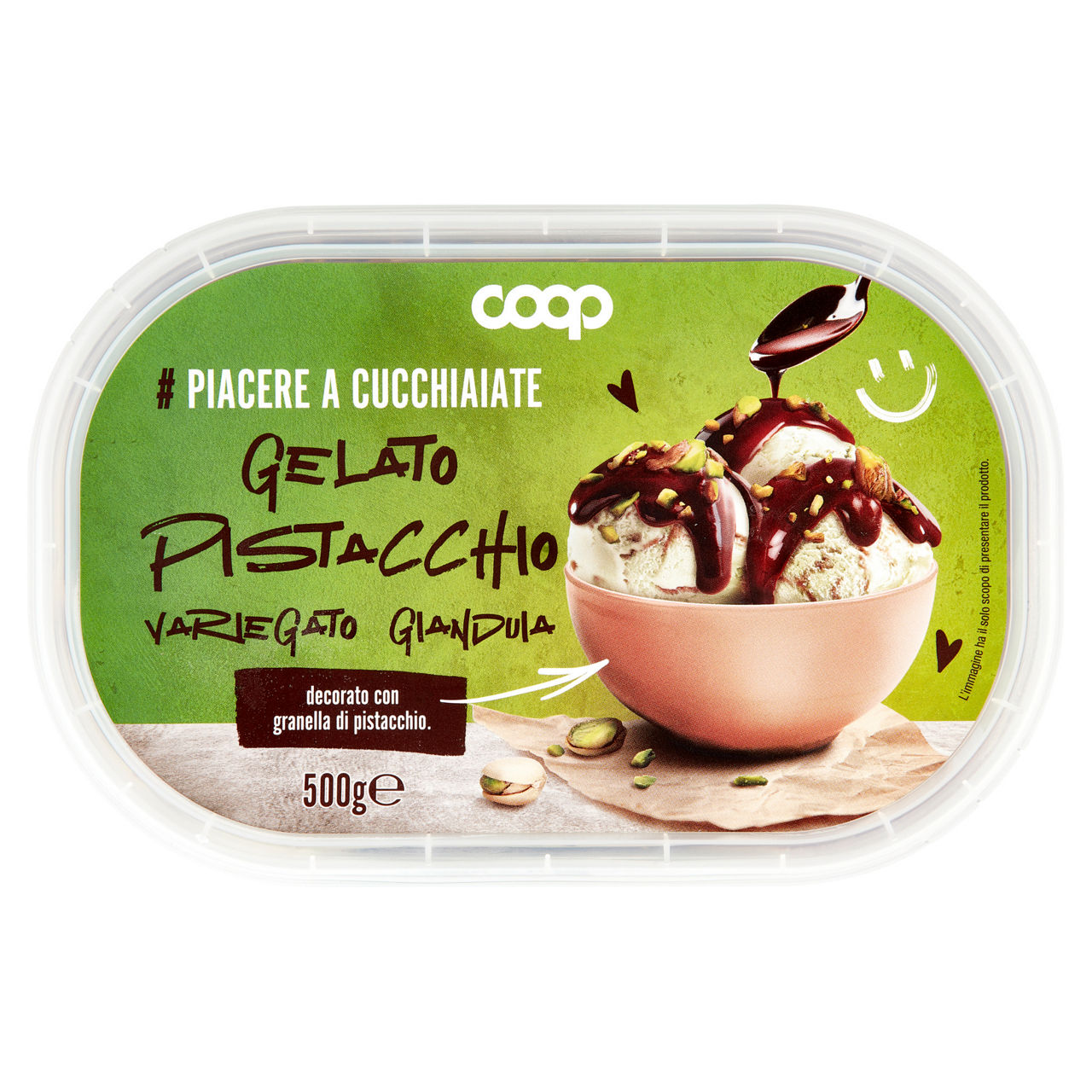 Gelato al pistacchio variegato gianduia 500 gr