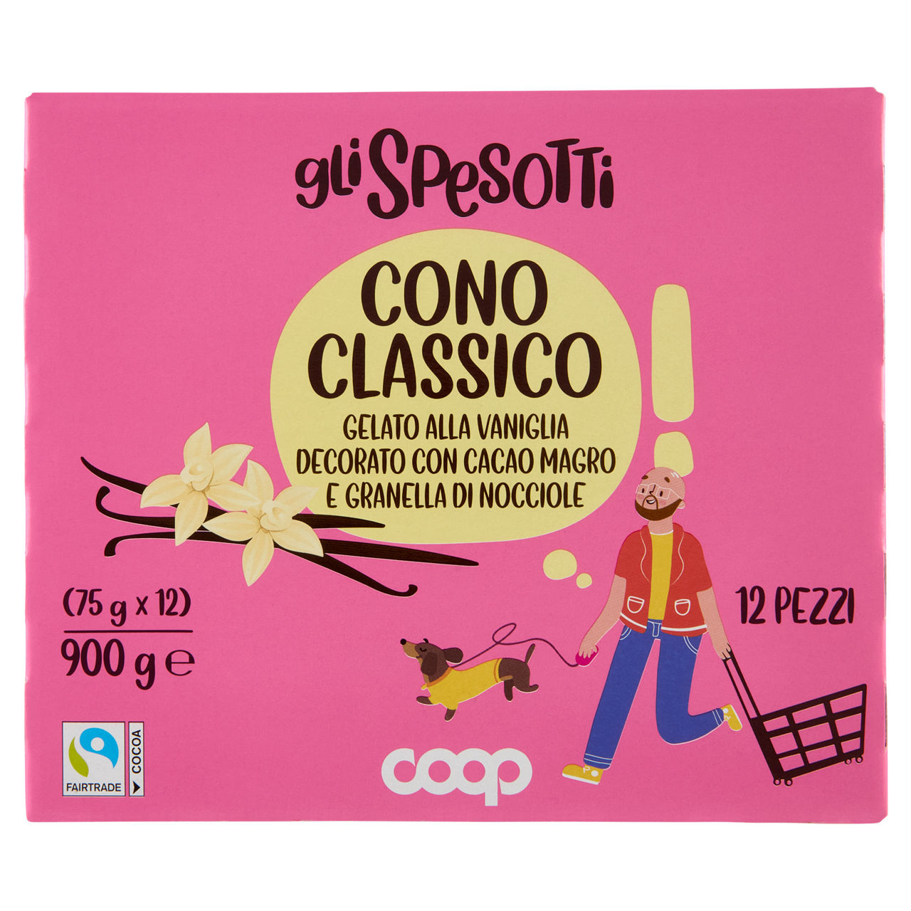 Cono gelato vaniglia cacao e granella di nocciole 12 pz 900 gr 900