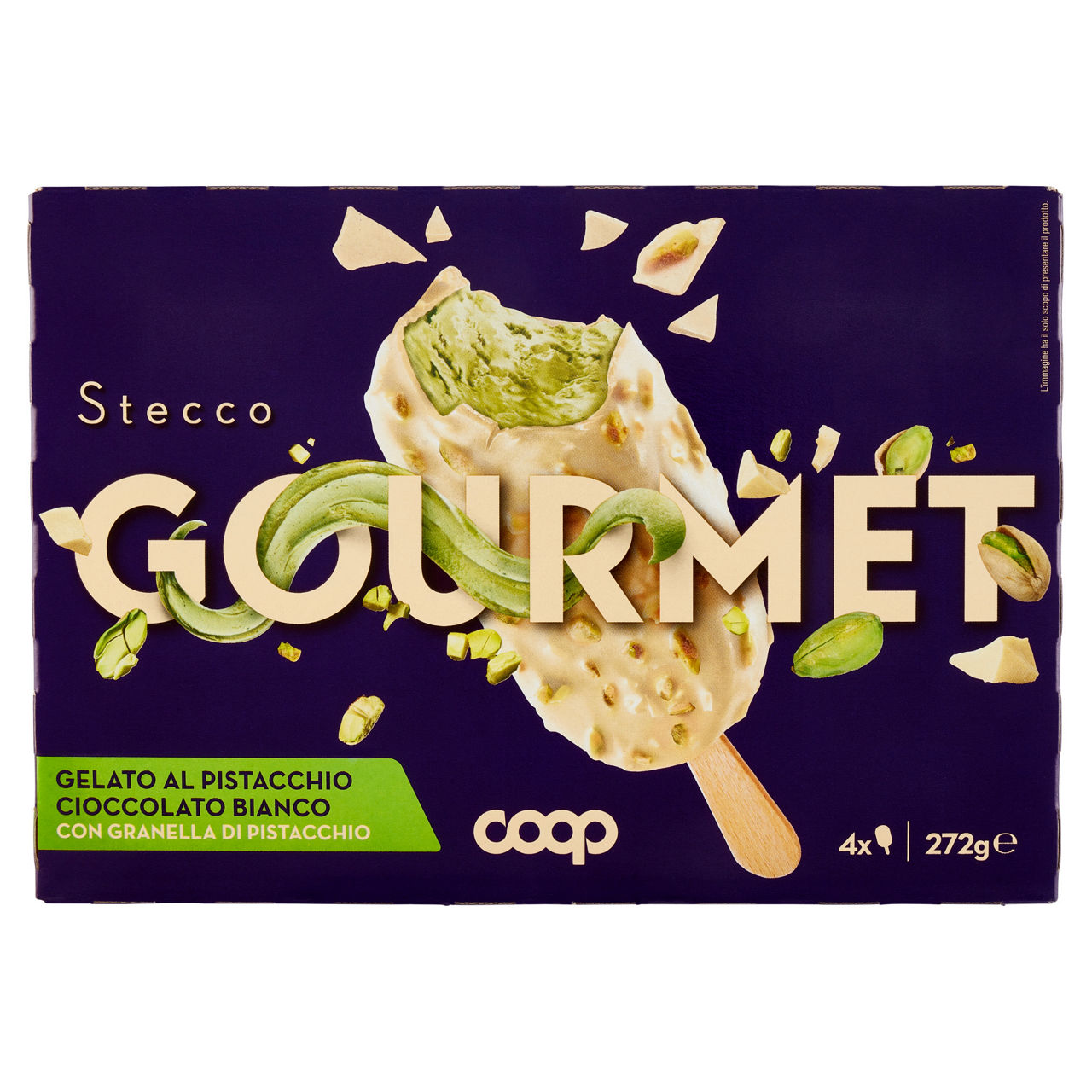 Stecco gelato al pistacchio ricoperto di cioccolato bianco 4 pz 272 gr - Immagine 01