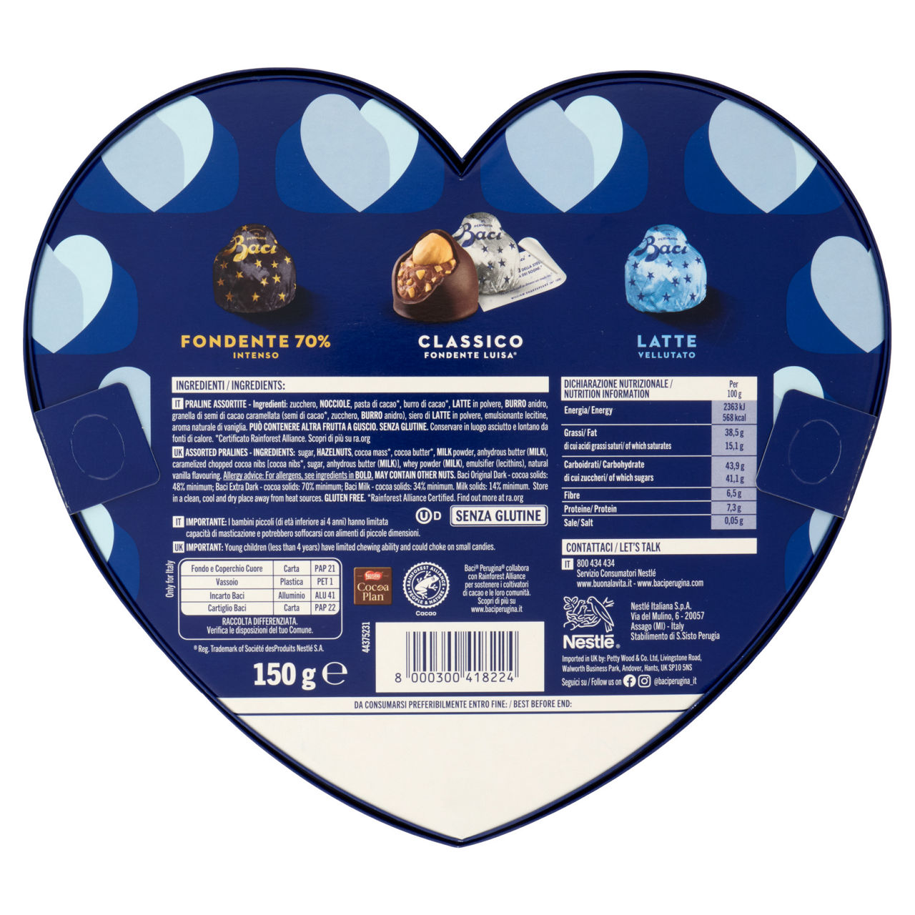 Cioccolatini Baci gusti assortiti in confezione a cuore 150 gr - Immagine 51