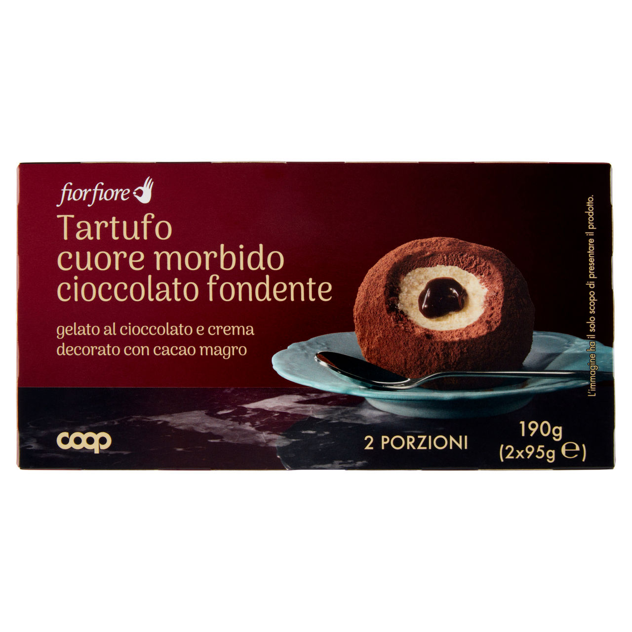 Dessert gelato tartufo alla crema con cuore al cioccolato fondente e cacao amaro 2 pz 190 gr