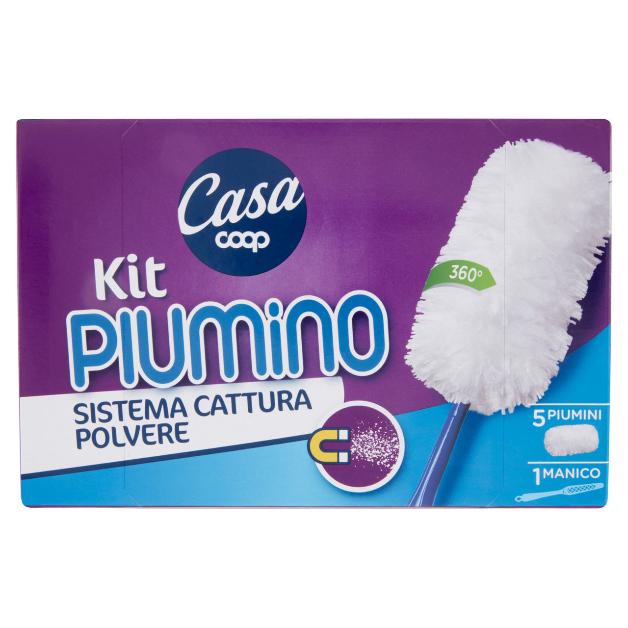 Kit cattura polvere con manico con 5 ricambi piumino 1 pz - Immagine 01