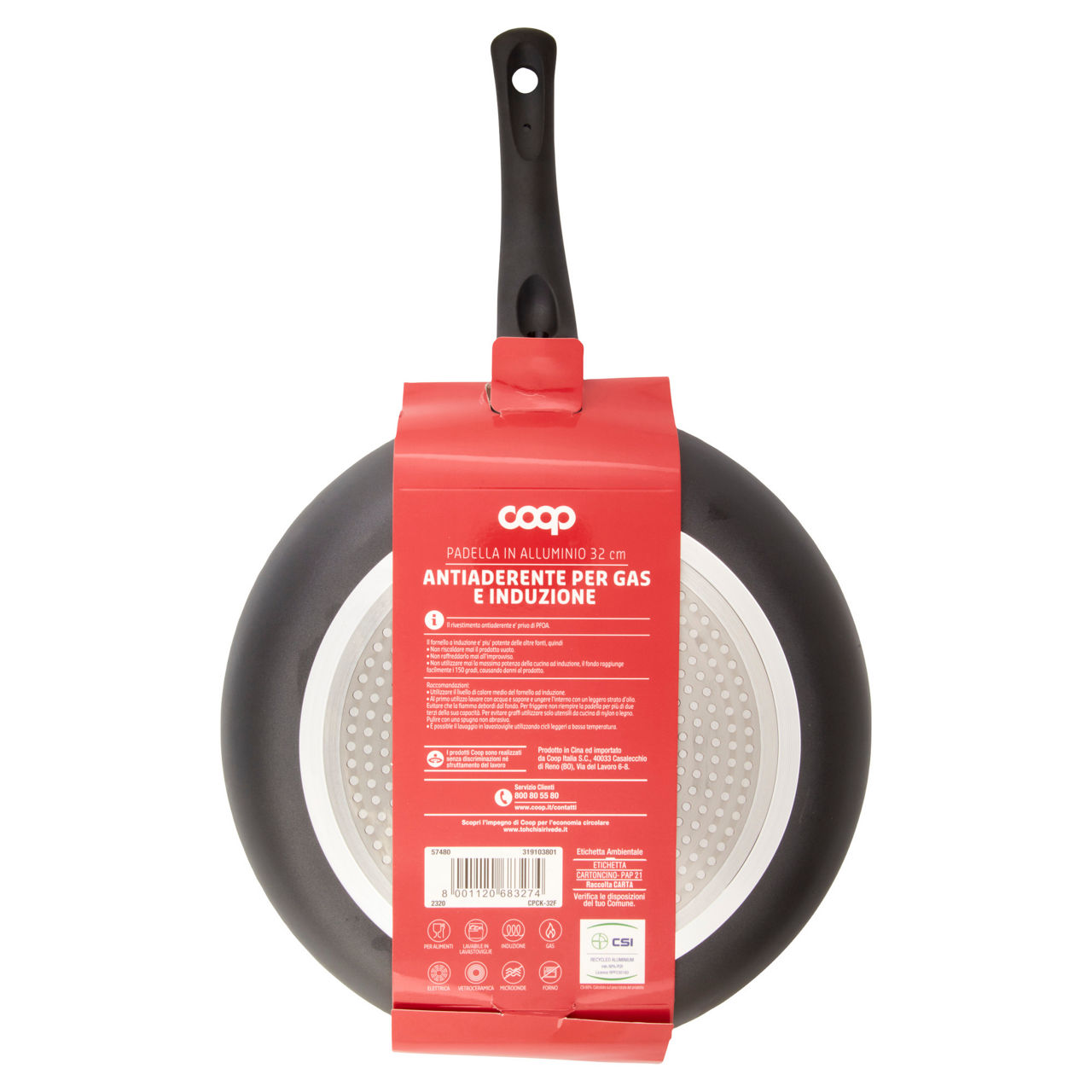 Padella in alluminio 32 cm antiaderente per gas e induzione - Immagine 11