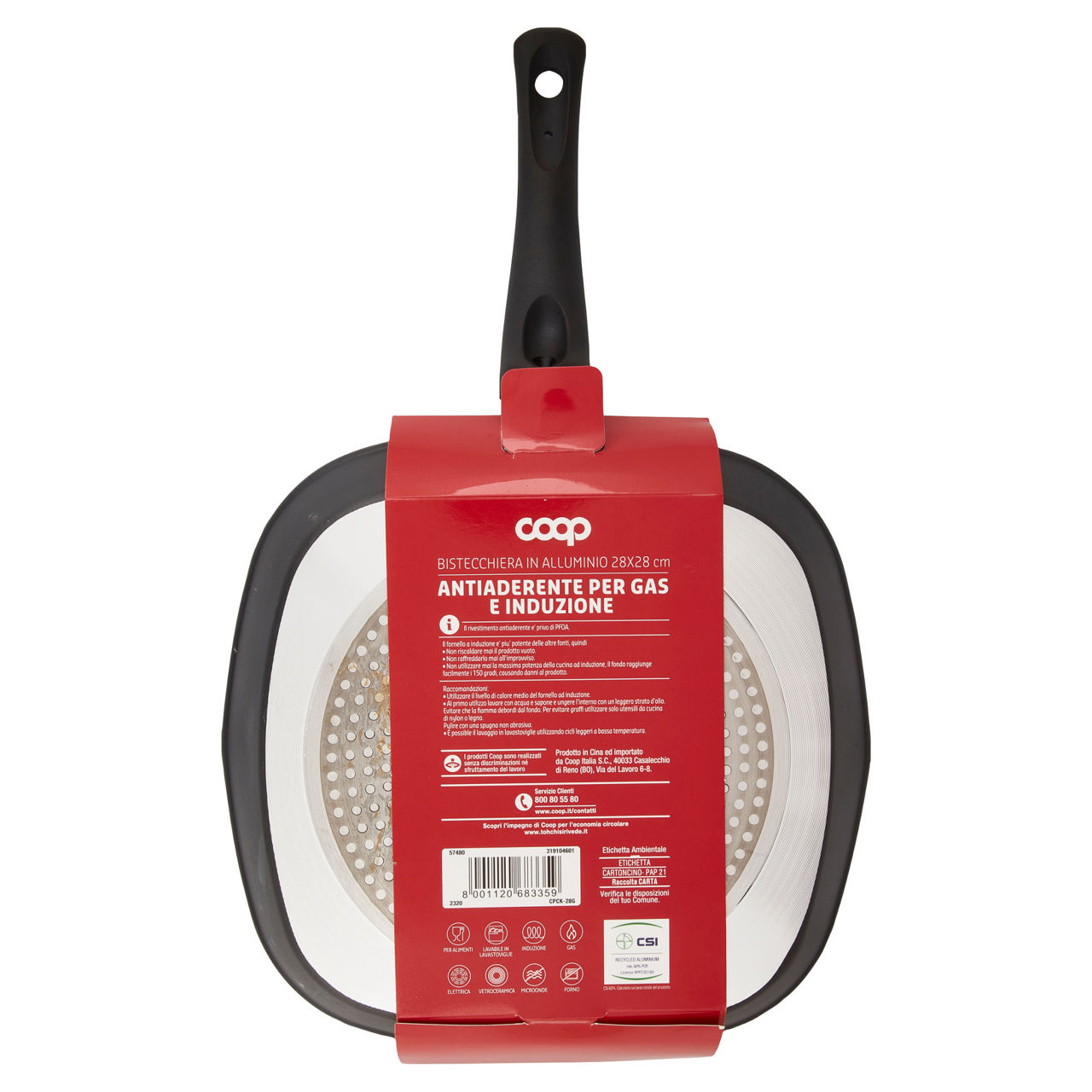 Bistecchiera in alluminio 28x28 cm antiaderente per gas e induzione - Immagine 21