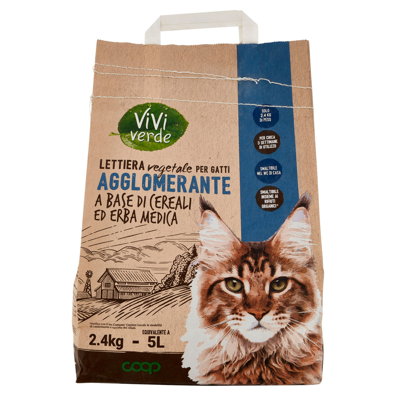 Lettiera vegetale agglomerante erba medica vivi verde coop 2,4kg - Immagine 01