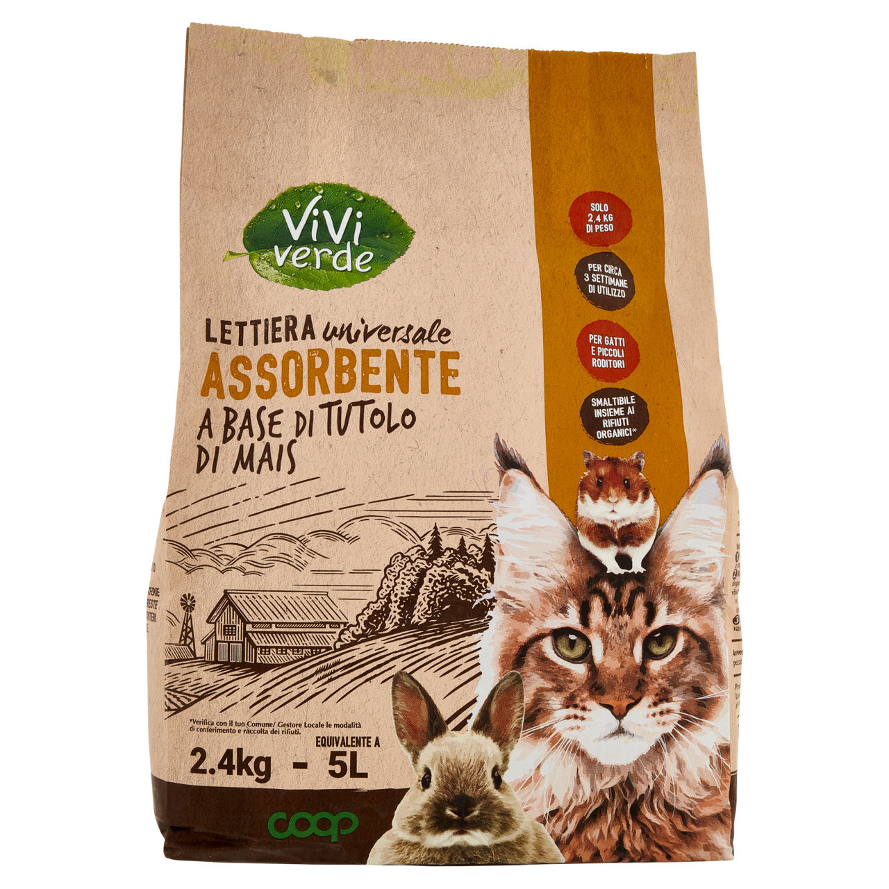 Lettiera vegetale universale assorbente mais vivi verde coop 2,4kg - Immagine 21