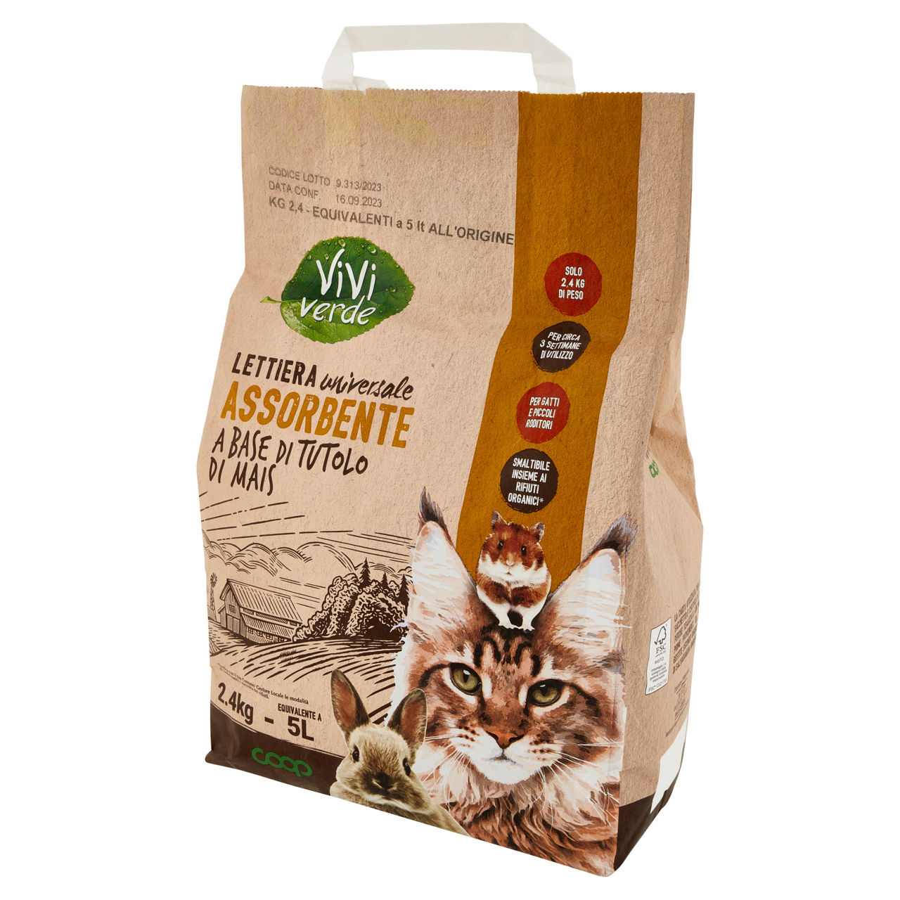 Lettiera vegetale universale assorbente mais vivi verde coop 2,4kg - Immagine 51