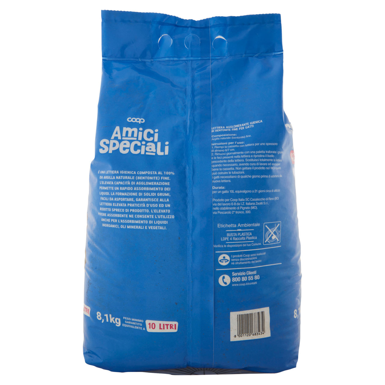 Lettiera igienica per gatti amici speciali coop agglomerante bianca lt 10 - Immagine 11