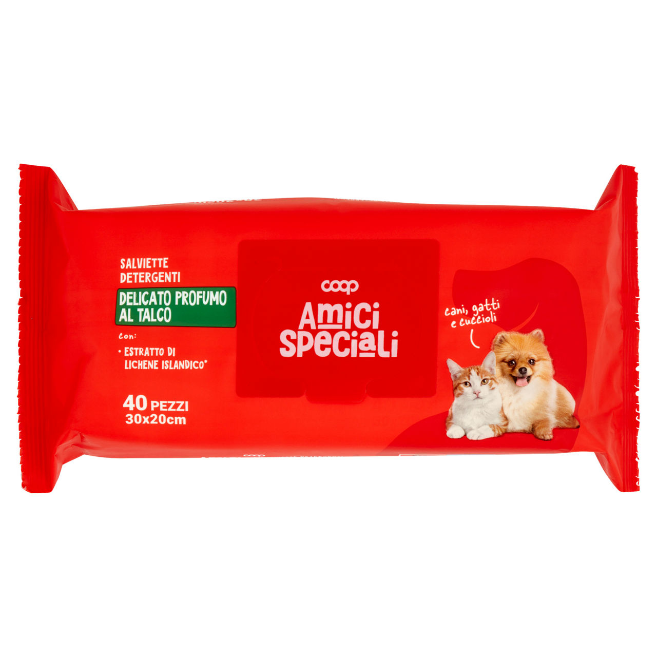 Salviette detergenti p.talco con lichene islandico amici speciali coop 40 pz