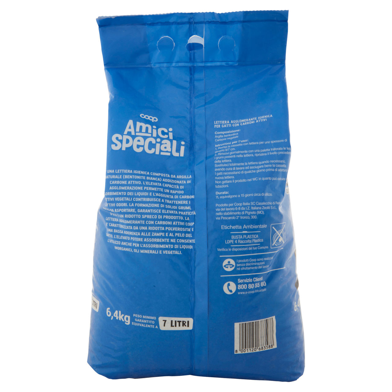 Lettiera igienica per gatti amici speciali coop carboni attivi lt 7 - Immagine 11