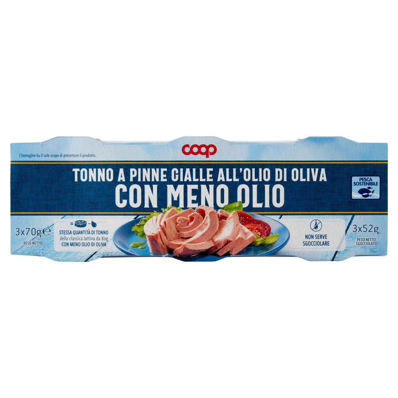 Tonno coop olio d'oliva "meno olio" cluster g 70x3 - Immagine 01