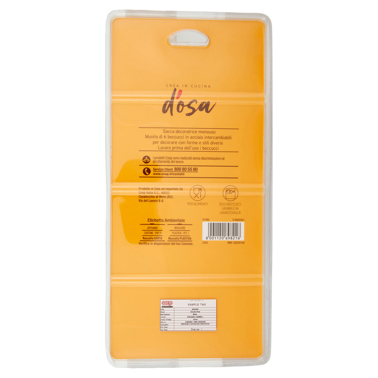 Sacca decoratrite monouso c/6 beccucci inox e 10sacche 35x18cm coop - Immagine 11