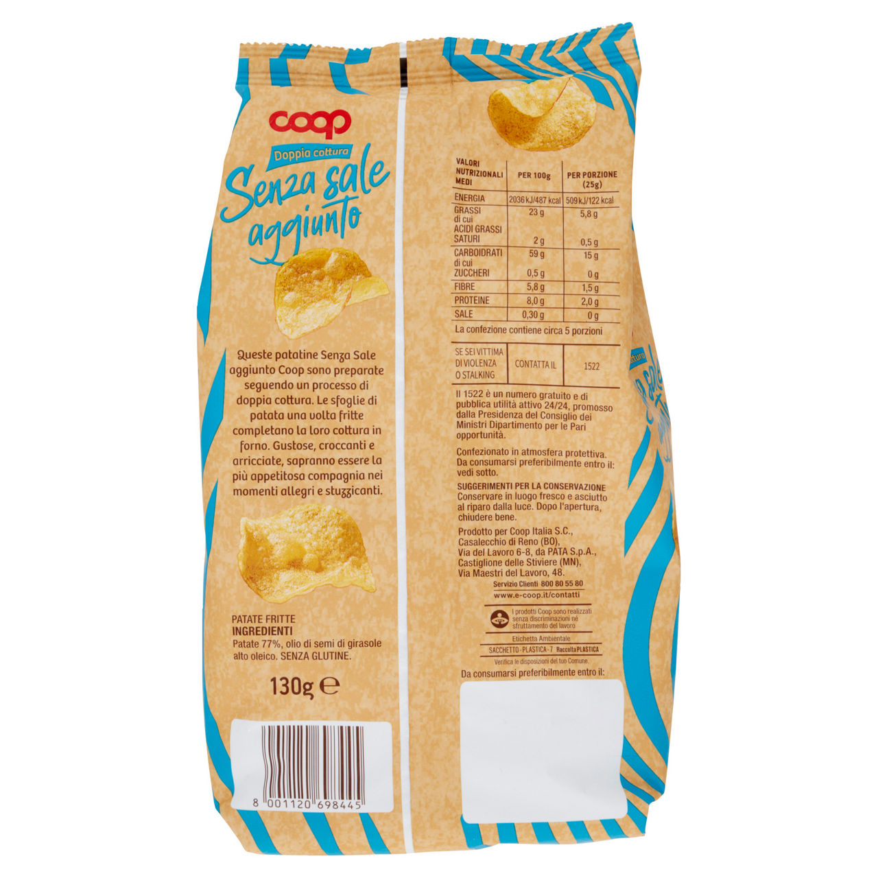 Patatine doppia cottura croccanti senza sale 130 gr - Immagine 11