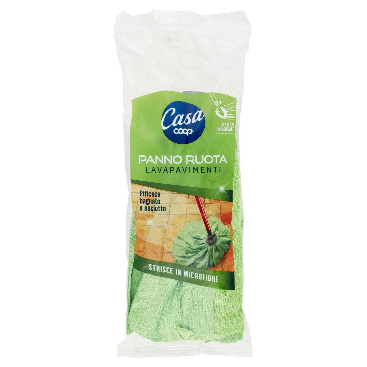 Panno ruota lavapavimenti verde in microfibra a strisce 1 pz