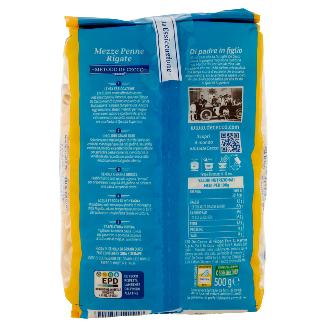 Mezze penne rigate n. 141 pasta di semola di grano duro 500 gr - Immagine 51