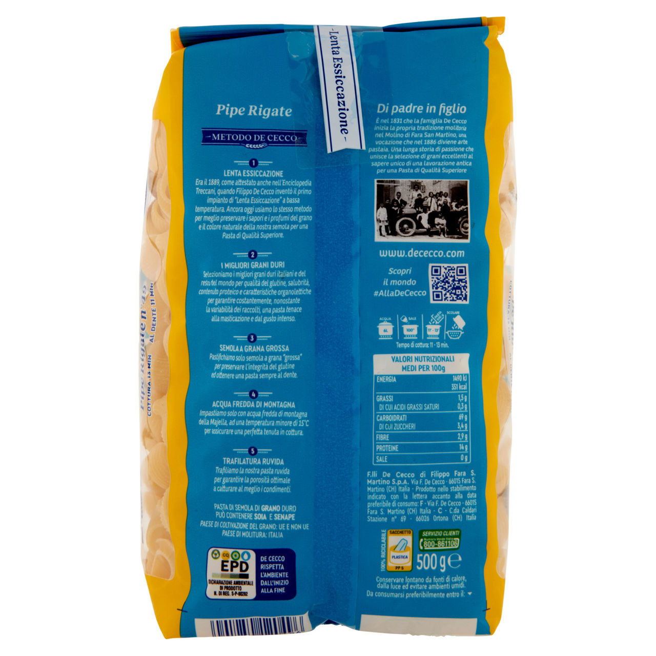 Pipe rigate n. 49 pasta di semola di grano duro 500 gr - Immagine 11