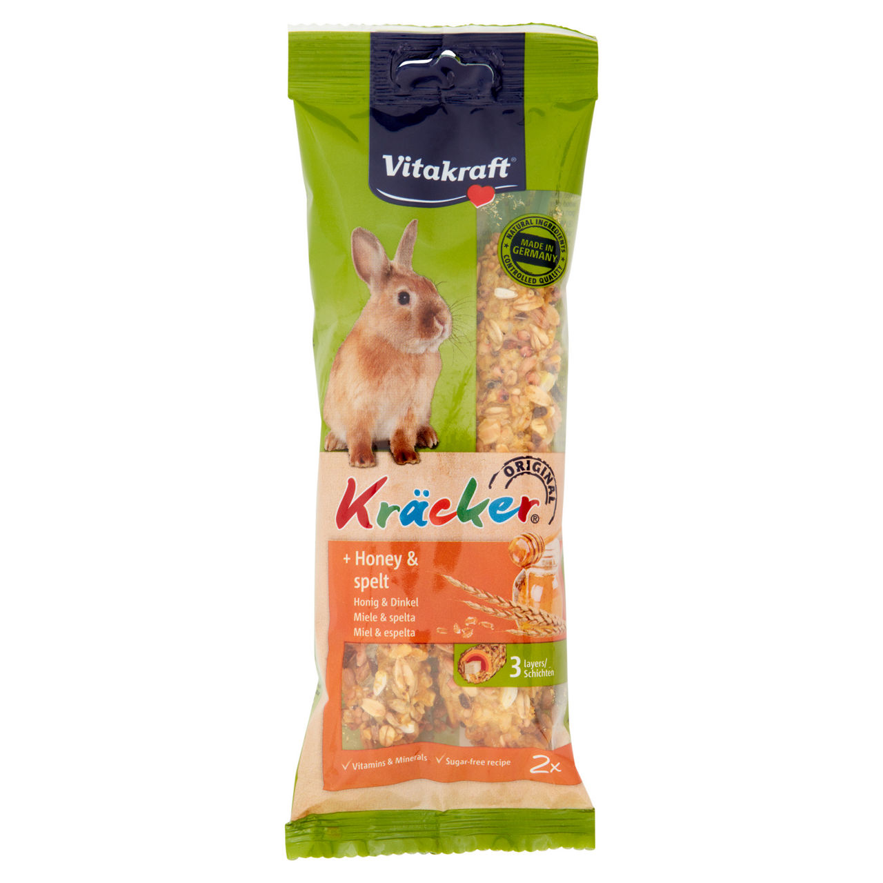 Alimenti roditori kracker per conigli vitakraft al miele x2 busta gr.112 - Immagine 01