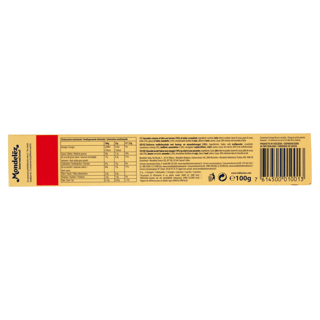 Tavoletta di cioccolato Svizzero al latte con torrone al miele e mandorle 100 gr - Immagine 41