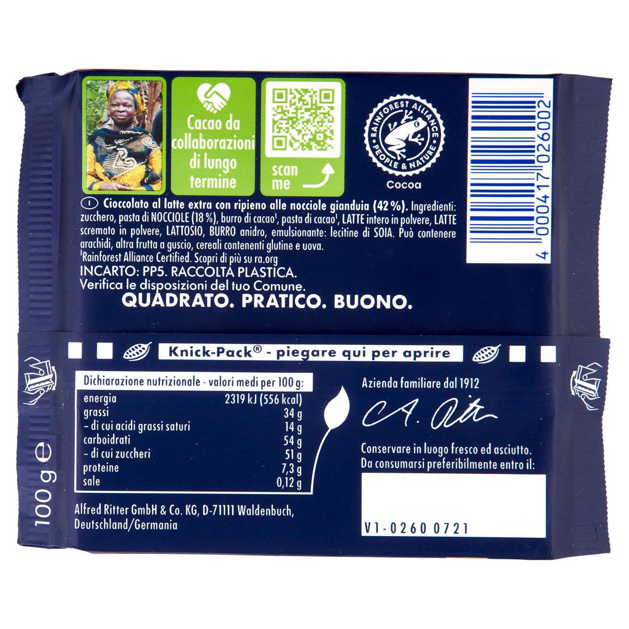 Tavoletta di cioccolato al latte con ripieno alle nocciole gianduia 100 gr - Immagine 51
